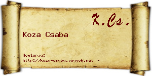 Koza Csaba névjegykártya